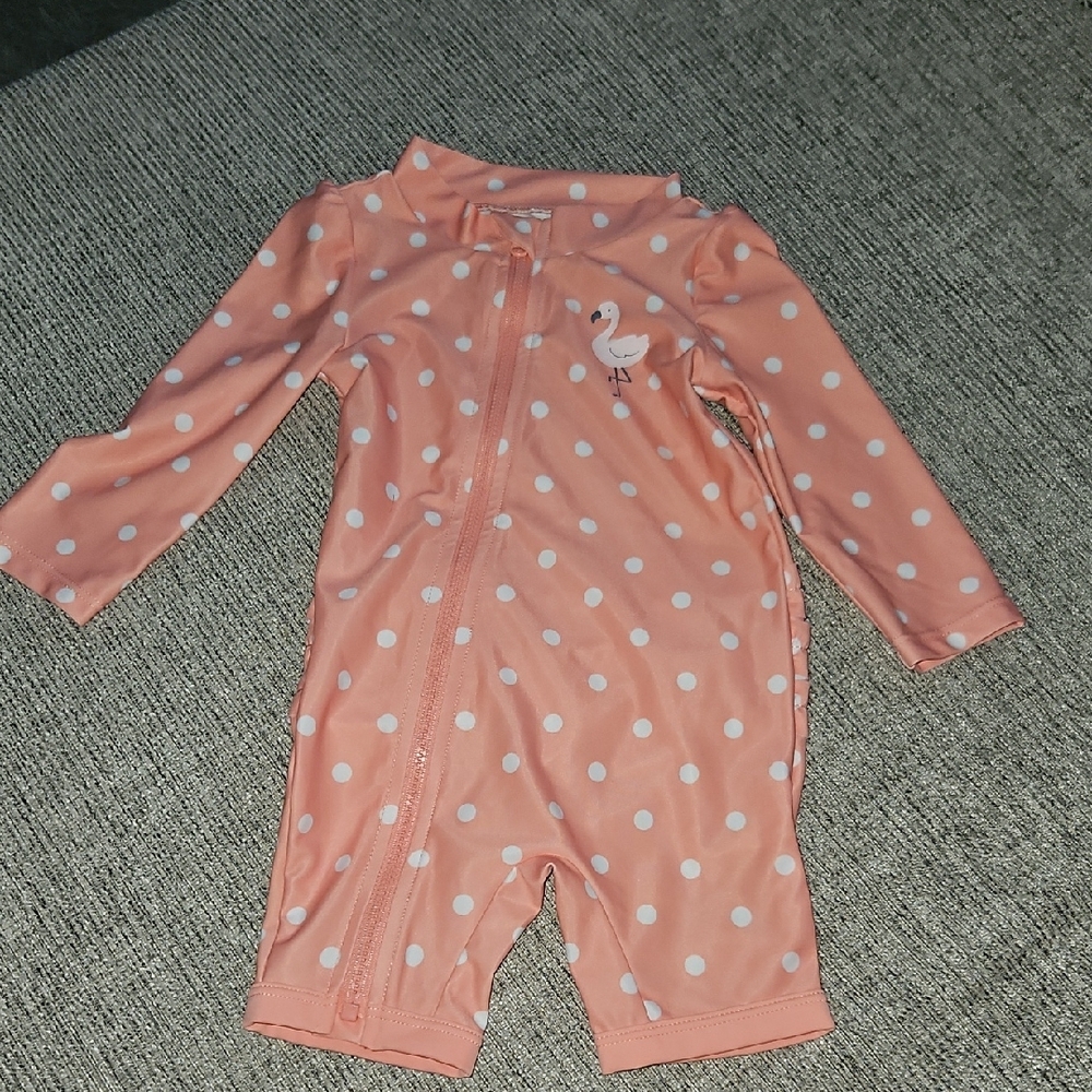 Carter's Pink and White Rashguard Swimwear
